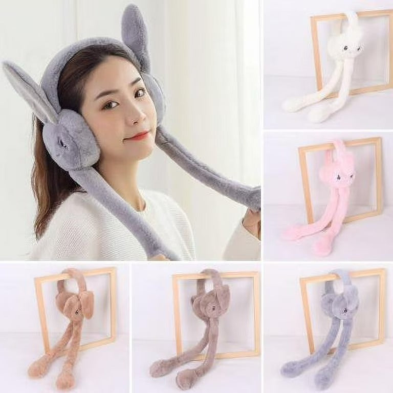 Cute Bunny Cap Headphone Plush Ear Muff Winter Headwear For Women And Girls (Random Color)