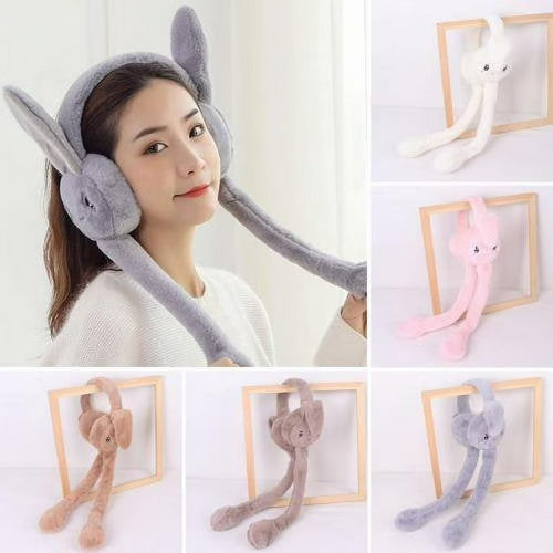 Cute Bunny Cap Headphone Plush Ear Muff Winter Headwear For Women And Girls (Random Color)