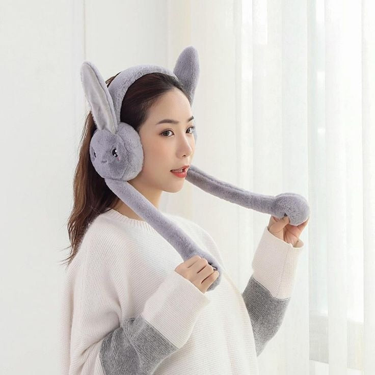 Cute Bunny Cap Headphone Plush Ear Muff Winter Headwear For Women And Girls (Random Color)
