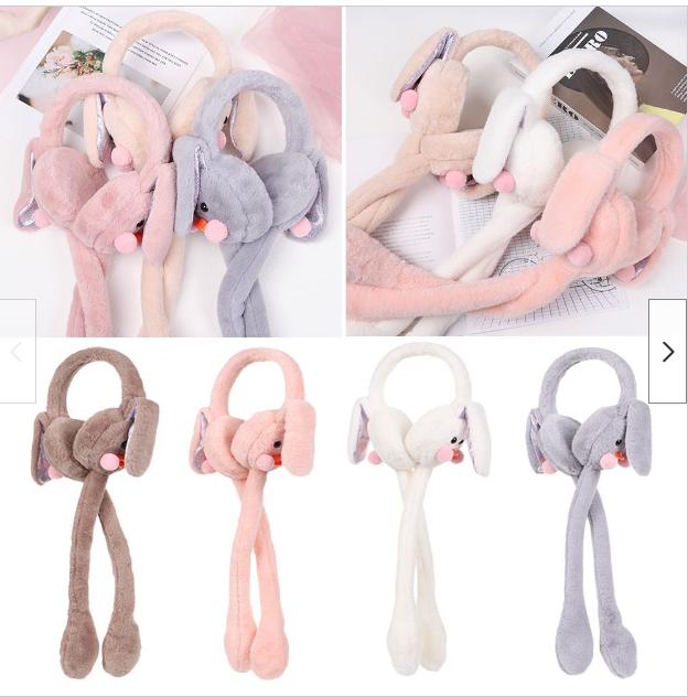 Cute Bunny Cap Headphone Plush Ear Muff Winter Headwear For Women And Girls (Random Color)